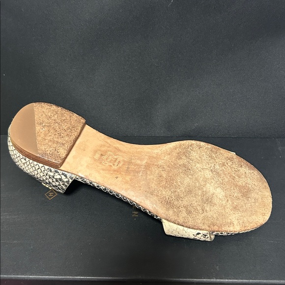 Tory Burch Savannah Snakeskin Python Open Toe Sandal Flats - Picture 5 of 8